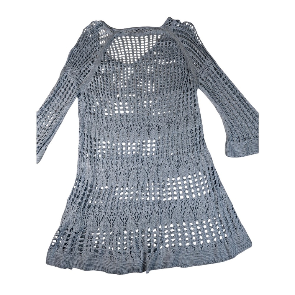 Simply Noelle Blue Crochet Swim Cover-up Dress Size L/XL 12-14 Festival Summer - Picture 2 of 6